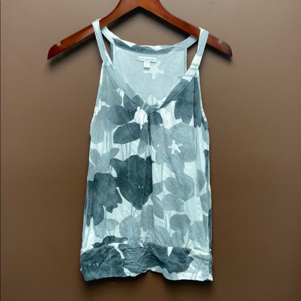 Grey florals on white tank top from American Eagle